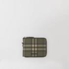 Burberry Burberry Check Print Leather Ziparound Wallet Lanyard