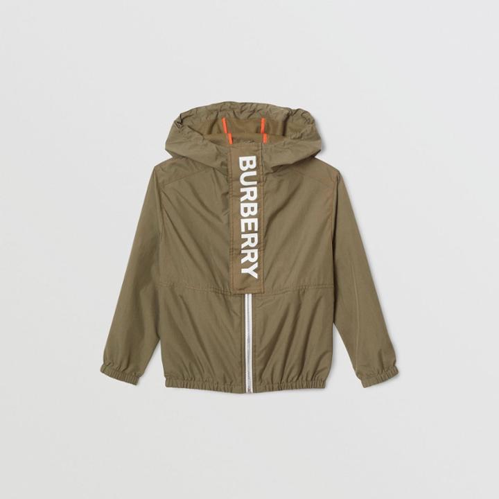 Burberry Burberry Childrens Logo Print Lightweight Hooded Jacket, Size: 10y, Green
