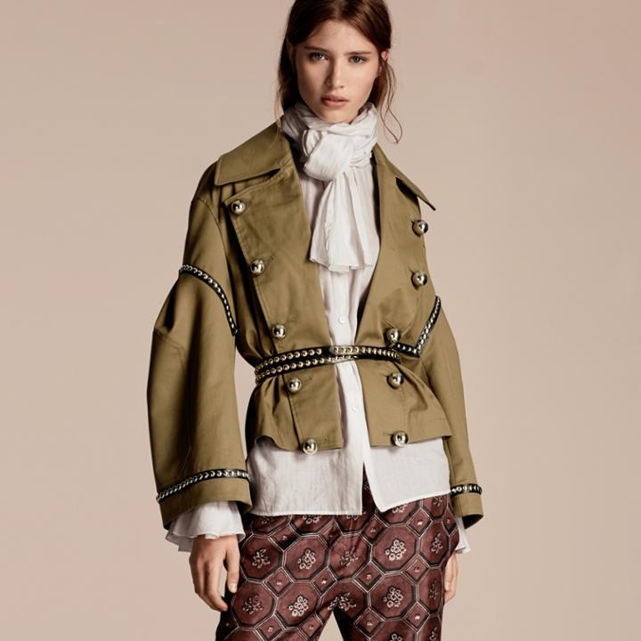 Burberry Burberry Stretch Cotton Military Jacket, Size: 42, Green