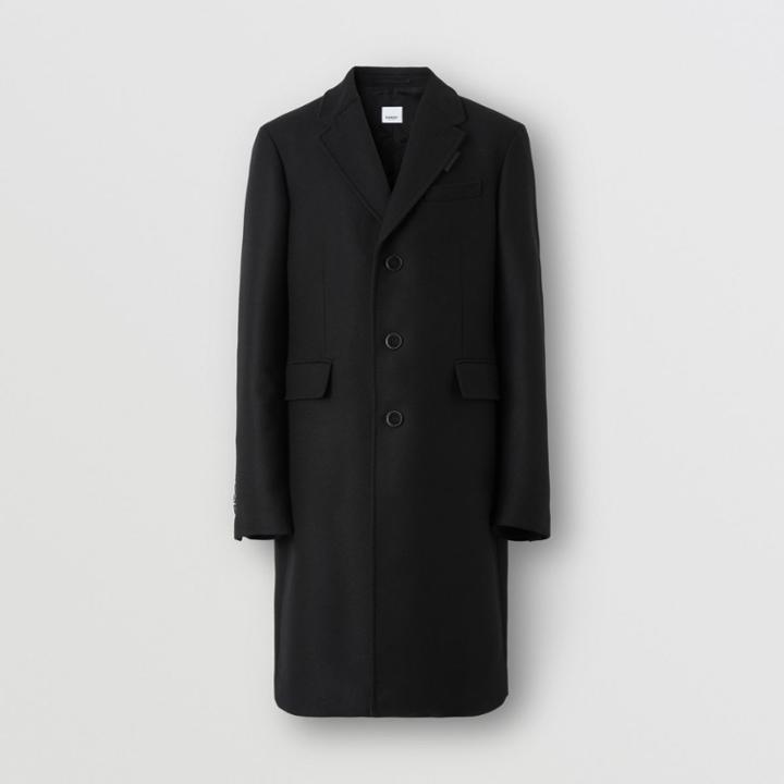 Burberry Burberry Label Appliqu Camel Hair Wool Tailored Coat, Size: 44