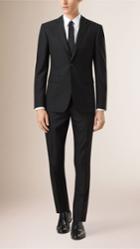 Burberry Burberry Slim Fit Wool Suit, Size: 44l, Black