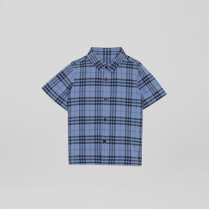 Burberry Burberry Childrens Short-sleeve Check Cotton Shirt, Size: 3y, Blue