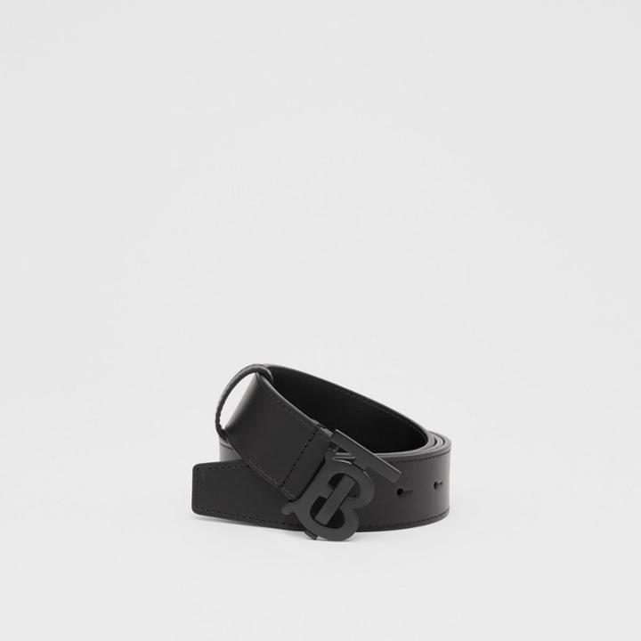 Burberry Burberry Matte Monogram Motif Leather Belt, Size: 80, Black