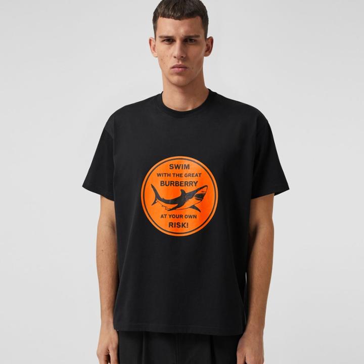 Burberry Burberry Shark Graphic Cotton Oversized T-shirt, Size: M