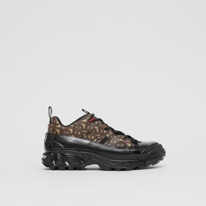 Burberry Burberry Monogram Print Arthur Sneakers, Size: 35, Brown