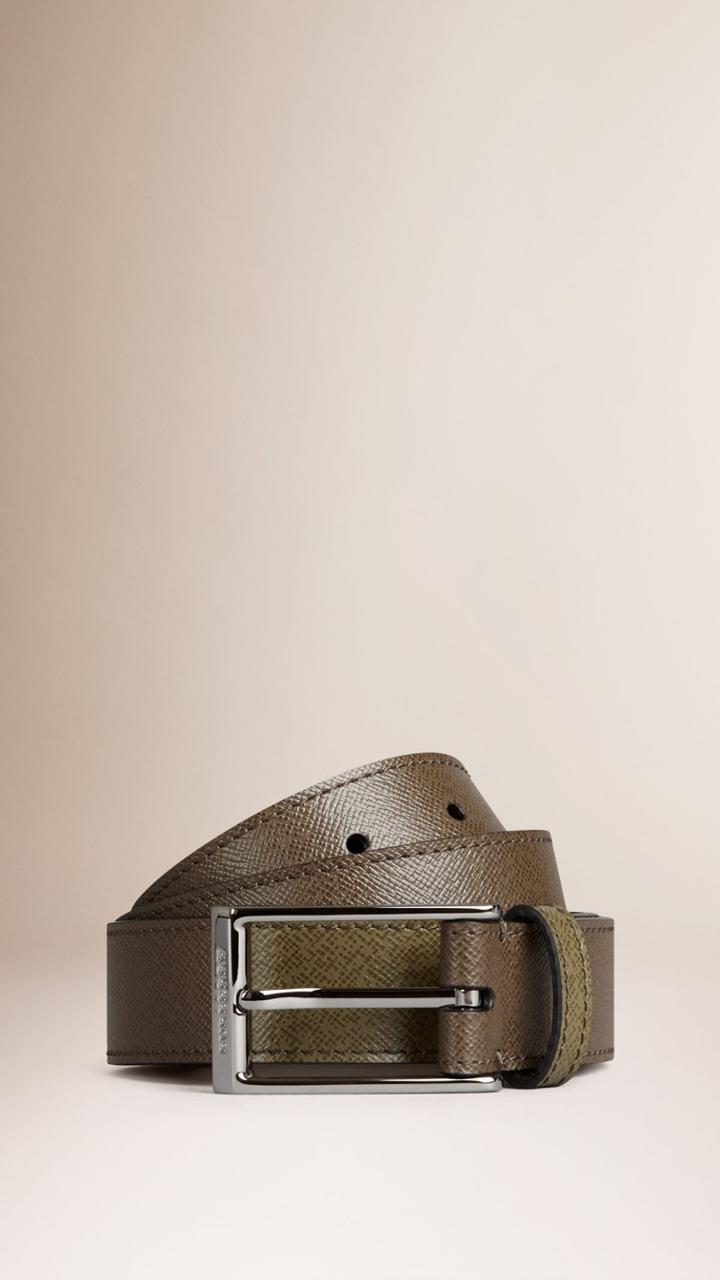 Burberry Burberry Colour Block London Leather Belt, Size: 105, Green