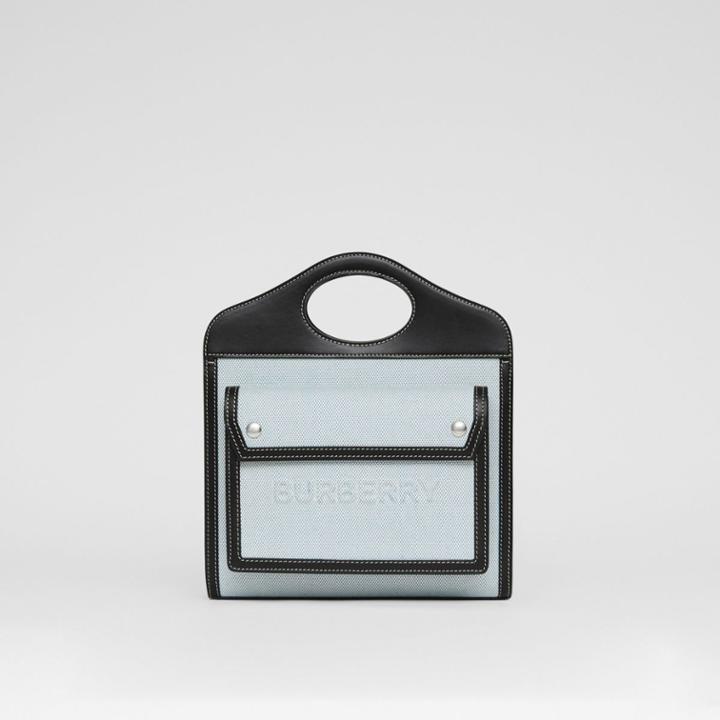Burberry Burberry Mini Two-tone Canvas And Leather Pocket Bag, Blue