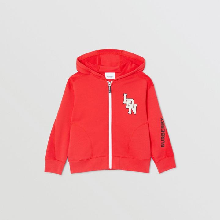 Burberry Burberry Childrens Logo Graphic Cotton Hooded Top, Size: 10y, Red
