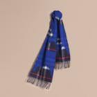 Burberry Burberry Reversible Weather Pattern Check Cashmere Mini Scarf, Size: Os, Blue