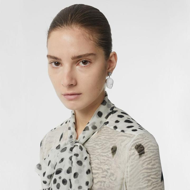 Burberry Burberry Crystal And Doll's Head Palladium-plated Earrings, White