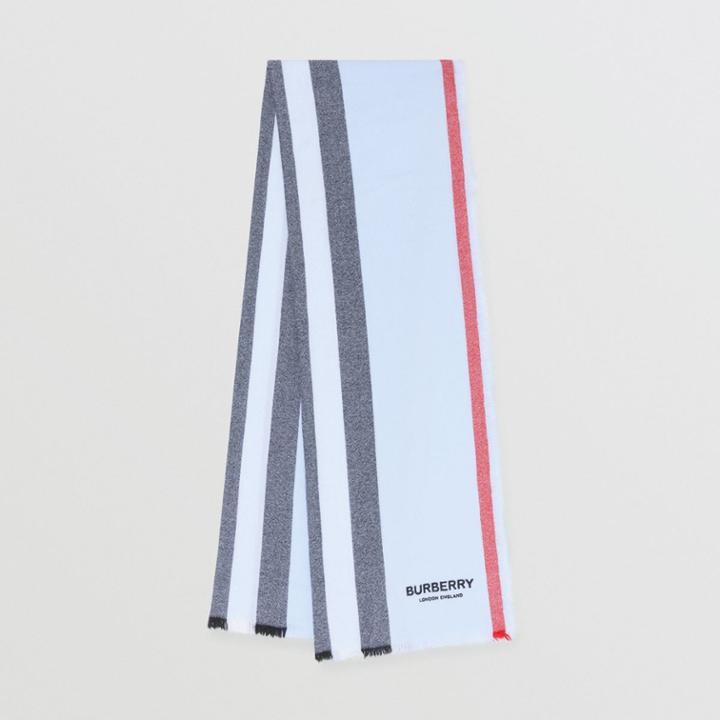 Burberry Burberry Icon Stripe Wool Cashmere Scarf, Blue
