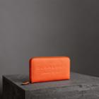 Burberry Burberry Embossed Leather Ziparound Wallet, Orange