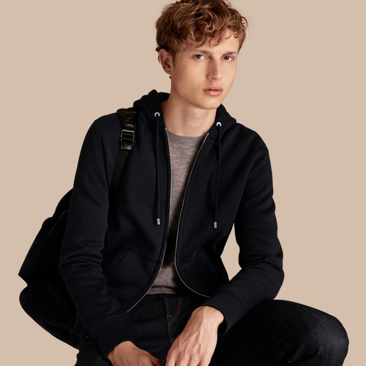 Burberry Burberry Hooded Cotton Jersey Top, Size: L, Blue