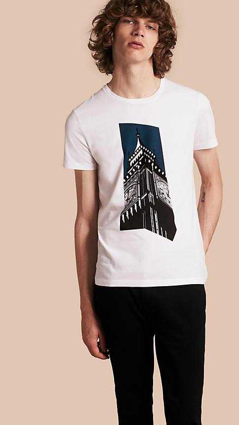 Burberry Big Ben Print Cotton T-shirt