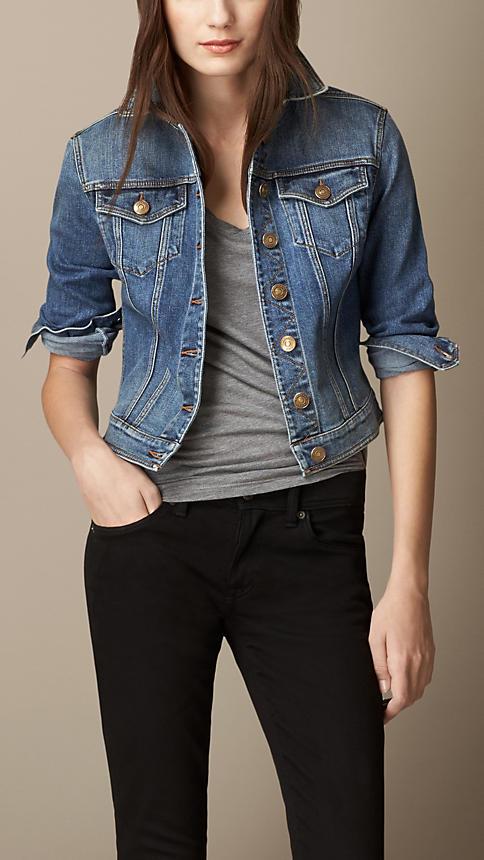 Burberry Brit Check Undercollar Denim Jacket