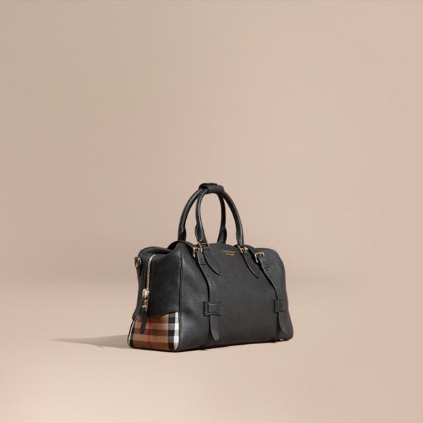 Burberry Leather Holdall With House Check Detail
