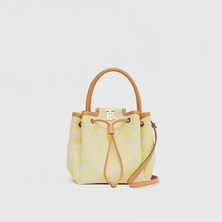 Burberry Burberry Monogram Motif Canvas And Leather Bucket Bag, Brown