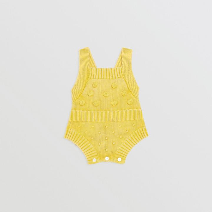 Burberry Burberry Childrens Contrast Knit Cotton Playsuit, Size: 12m, Yellow