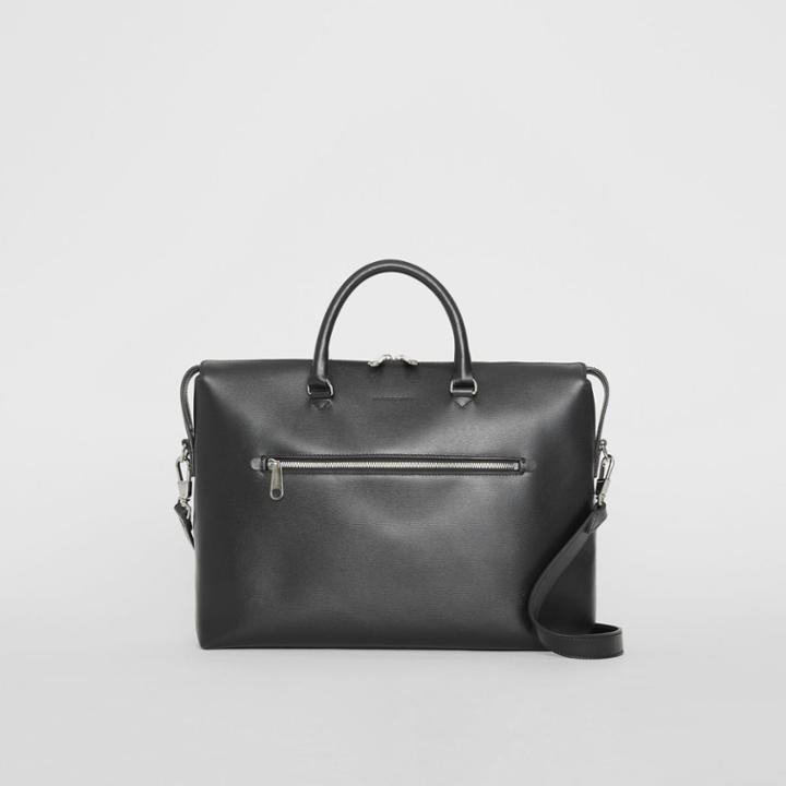 Burberry Burberry Large Textured Leather Briefcase, Black