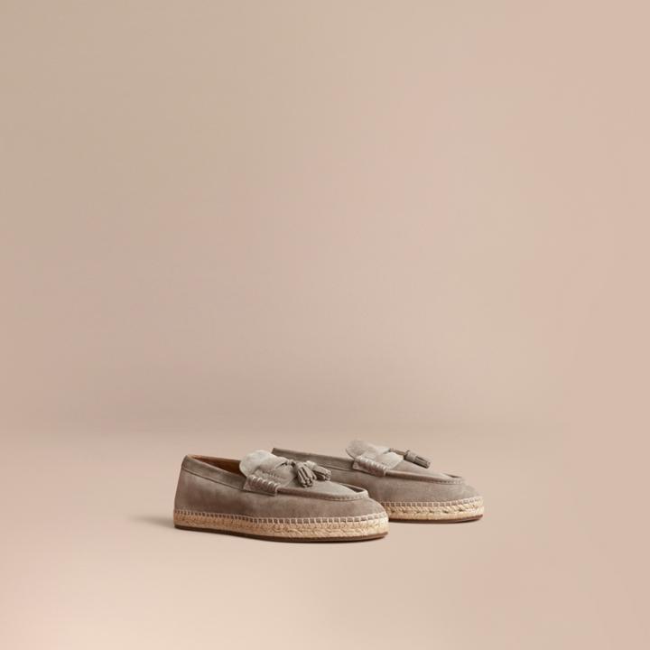 Burberry Burberry Tasselled Suede Espadrille Loafers, Size: 42.5, Beige