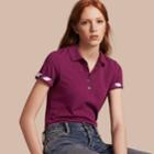 Burberry Burberry Check Trim Stretch Cotton Piqu Polo Shirt, Purple