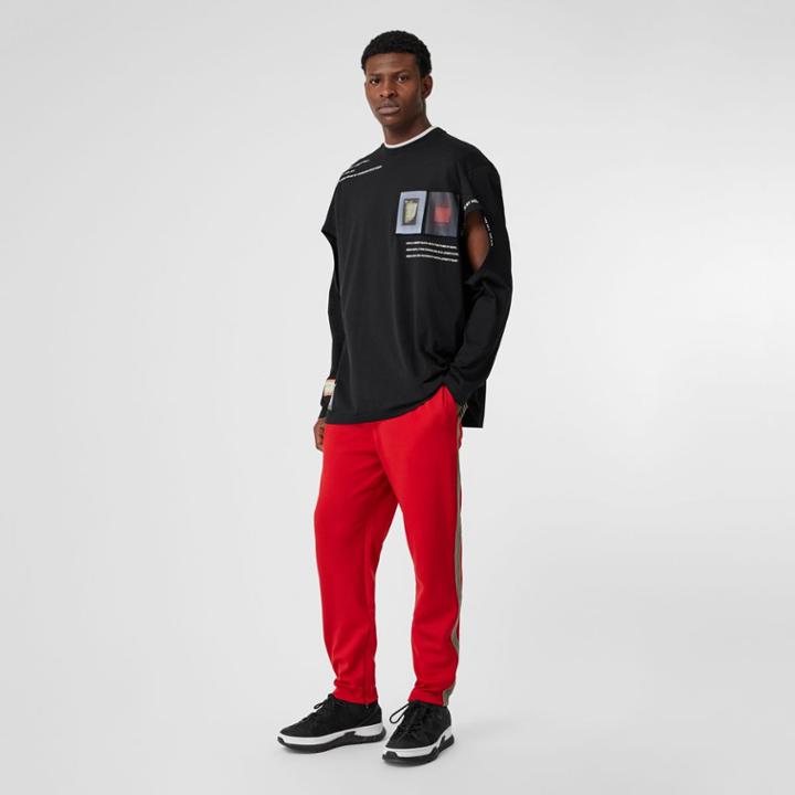 Burberry Burberry Icon Stripe Detail Jersey Trackpants, Size: M, Red