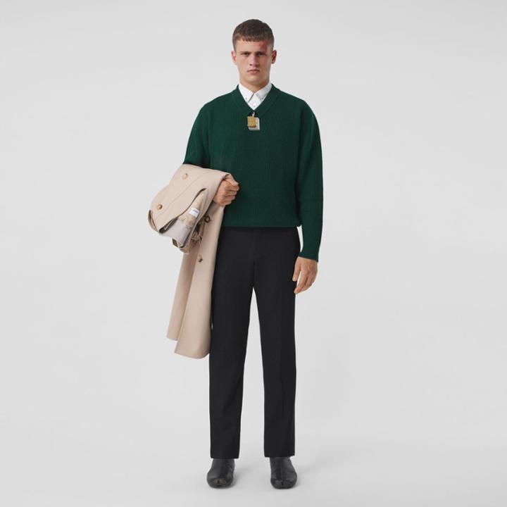 Burberry Burberry Letter Motif Wool V-neck Sweater