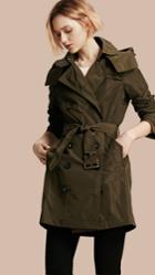 Burberry Burberry Taffeta Trench Coat With Detachable Hood, Size: 08, Green