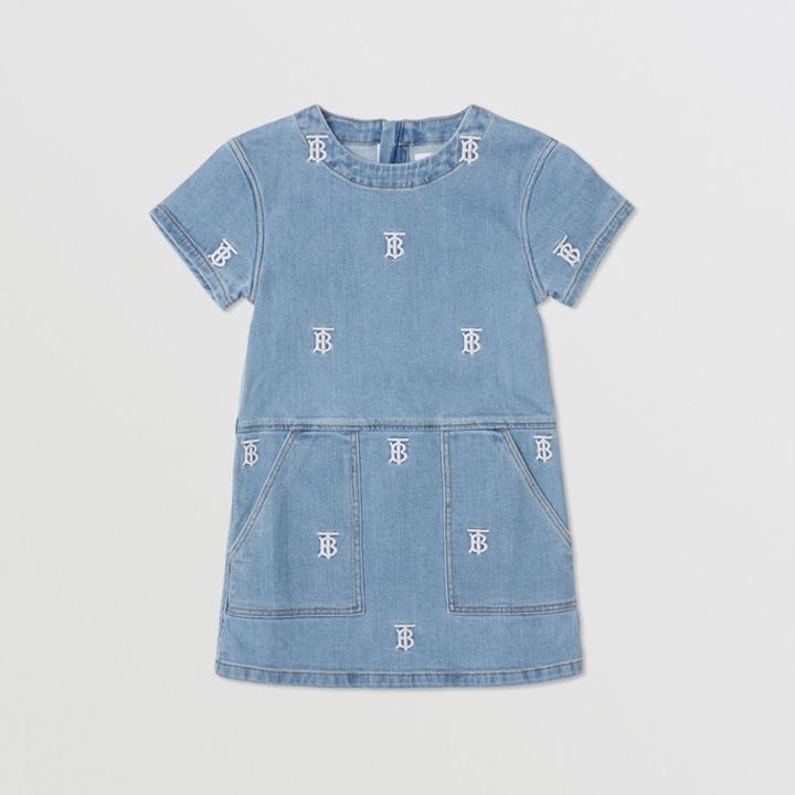 Burberry Burberry Childrens Monogram Motif Stretch Denim Shift Dress, Size: 14y, Blue