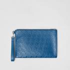 Burberry Burberry Monogram Leather Zip Pouch, Blue