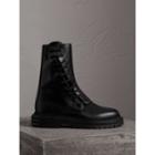 Burberry Burberry Leather Asymmetric Lace-up Boots, Size: 36.5