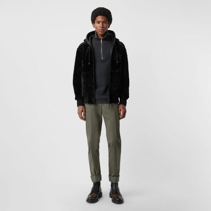 Burberry Burberry Reversible Shearling Hooded Bomber Jacket, Size: 34, Black