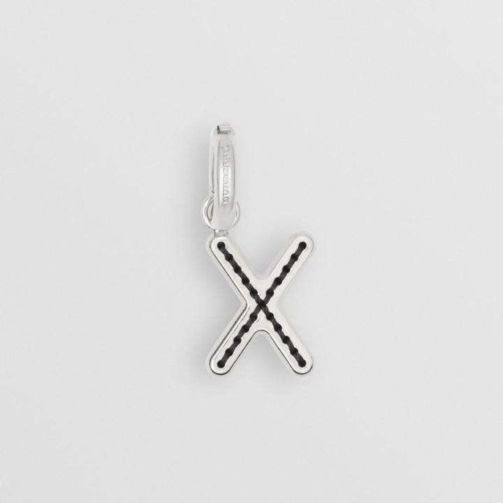 Burberry Burberry Leather-topstitched 'x' Alphabet Charm, Grey