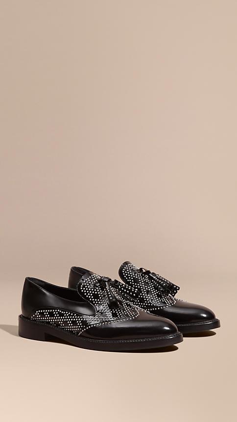 Burberry Studded Leather Tassel Loafers