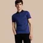 Burberry Burberry Fitted Cotton Polo Shirt With Tonal Trim, Blue