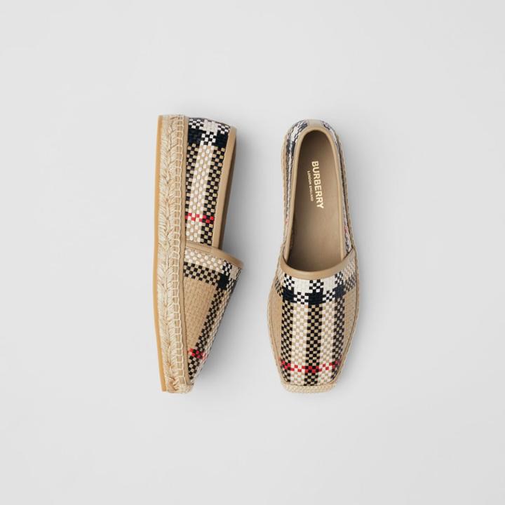 Burberry Burberry Latticed Leather Espadrilles, Size: 39, Beige