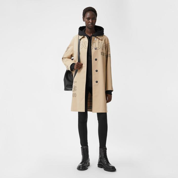 Burberry Burberry Horseferry Print Cotton Gabardine Car Coat, Size: 04, Brown