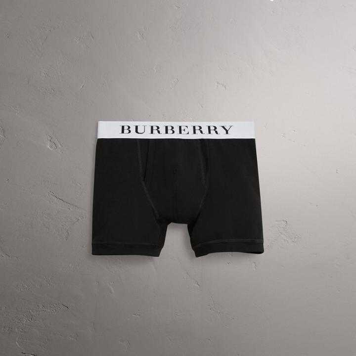 Burberry Burberry Stretch Cotton Boxer Shorts, Size: Xs, Black