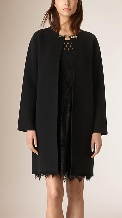Burberry Prorsum Regimental Chain Detail Wool And Cashmere Blend Coat
