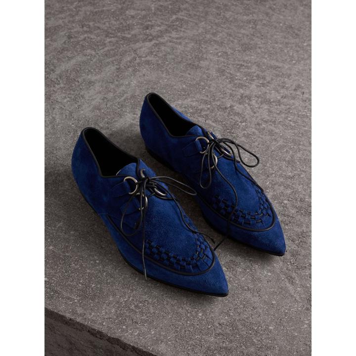 Burberry Burberry Leather Cord Detail Suede Lace-up Shoes, Size: 37.5