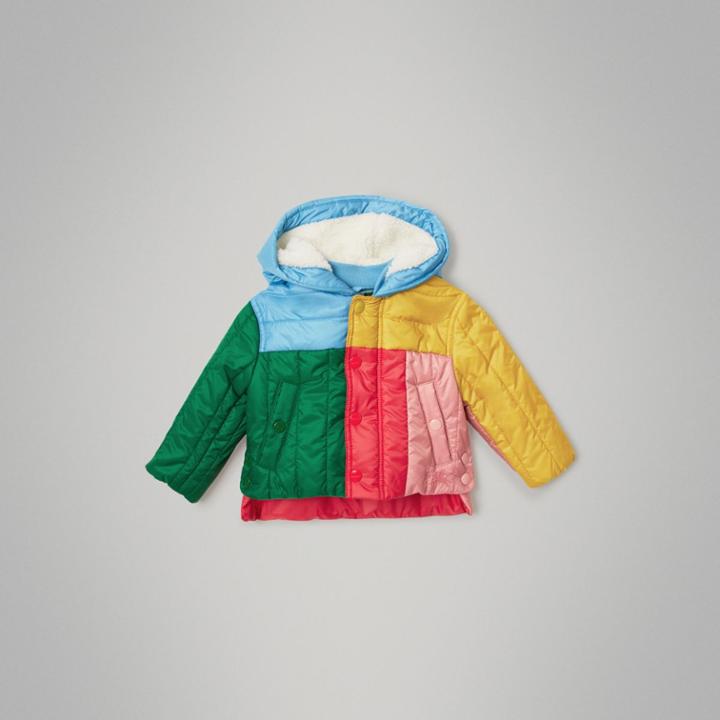 Burberry Burberry Colour Block Quilted Hooded Puffer Jacket, Size: 3y, Orange
