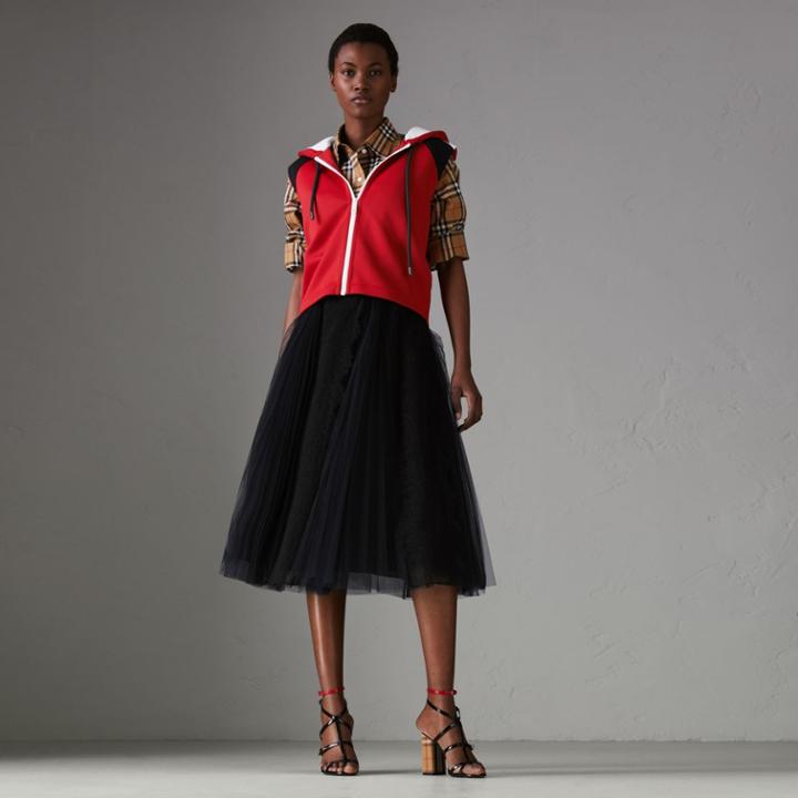 Burberry Burberry Stripe Detail Jersey Sleeveless Hoodie, Red