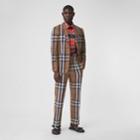 Burberry Burberry Check Wool Cropped Tailored Trousers, Size: 38, Brown