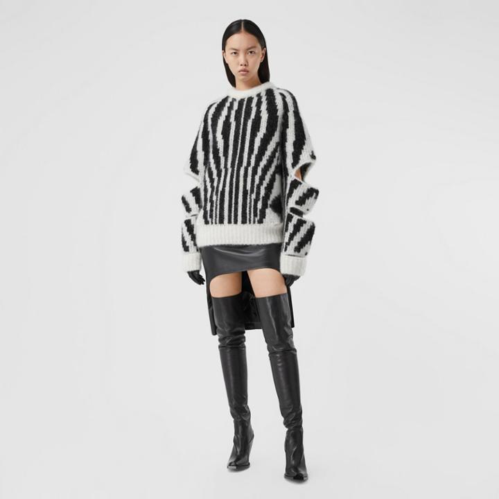 Burberry Burberry Leather Step-through Pencil Skirt, Size: 04, Black