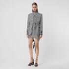 Burberry Burberry Scarf-tie Detail Gingham Technical Wool Mini Skirt, Size: 04, Black