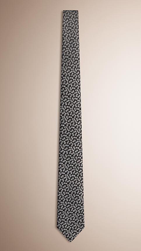 Burberry Slim Cut Silk Linen Floral Jacquard Tie