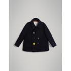 Burberry Burberry Painted Button Wool Pea Coat, Size: 10y, Blue