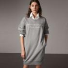 Burberry Burberry Embroidered Motif Cotton Jersey Sweatshirt Dress, Size: Xs, Grey