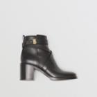Burberry Burberry Monogram Motif Leather Ankle Boots, Size: 38