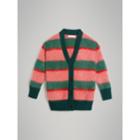 Burberry Burberry Tri-tone Striped Mohair Blend Cardigan, Size: 14y, Green